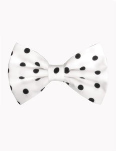 Men's Polyester Polka Dot Pattern Woven White and Black Bowties-Men's Neck Ties - Mens Dress Tie - Trendy Mens Ties