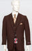Poplin Fabric Pacelli 3pc Brown Suit CAMERON-10002 Classic Fit Pleated Pants Athletic Cut