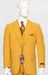 Poplin Fabric Pacelli 3pc Mustard Suit CAMERON-10027 Classic Fit Pleated Pants Athletic Cut