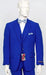 Poplin Fabric Pacelli 3pc Royal Blue Suit CAMERON-10011 Classic Fit Pleated Pants Athletic Cut