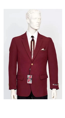Poplin Fabric Pacelli Solid 2 Button Burgundy Blazer BLAIR-70006