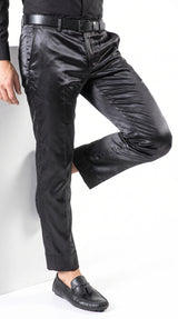 Men’s Black Shiny Dress Pants, Modern Formal Party Pants for Prom and Special Events