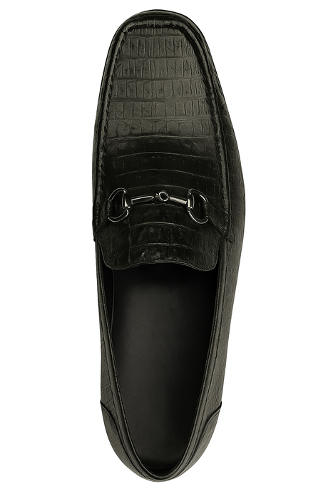 Mens Black Genuine Caiman Belly And Lizard Slip On By Los Altos