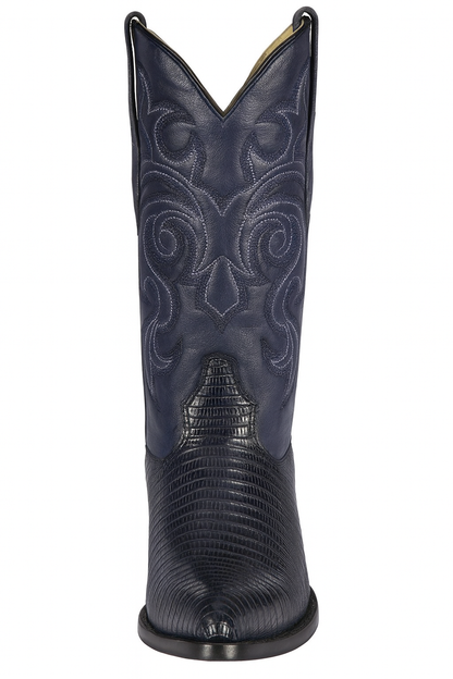 Lizard Cowboy Boots J-Toe Navy Blue - Image 7