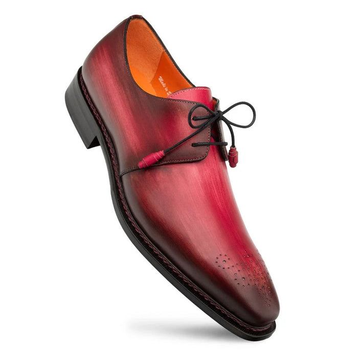 Mezlan Men's Principe Derby Shoes – Burgundy & Rust Patina Leather (Size 11)