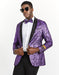 Mens Black & Purple Paisley Prom Tuxedo Smoking Jacket