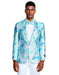 Mens Paisley Shawl Prom Tuxedo Blazer in Turquoise Sky Blue
