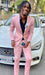 Mens Slim Fit Pink Tuxedo Suit with Black Trim – Modern Wedding and Prom Outfit in Rose Gold Blush Color