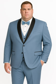 Sky Blue Tuxedo with Black Shawl Lapel Slim Fit Prom and Wedding Suit in Baby Blue Color - Light Blue
