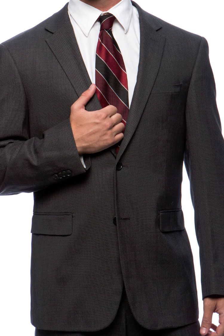 Prontomoda Birdseye Charcoal Suit Modern Fit