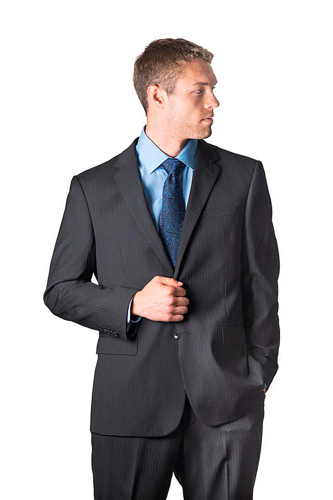Prontomoda Charcoal Stripe Suit  Modern Fit