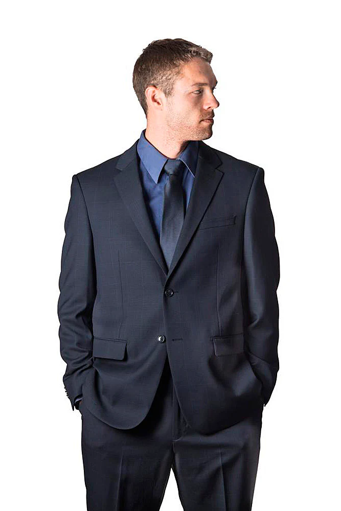 Prontomoda Glen Plaid Navy Suit Modern Fit