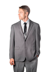 Prontomoda Sharkskin Grey Suit Modern Fit