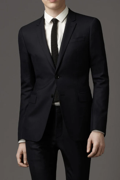 Prontomoda Men’s Solid Black Suit, Formal Wedding Business Dress Suit Modern Fit