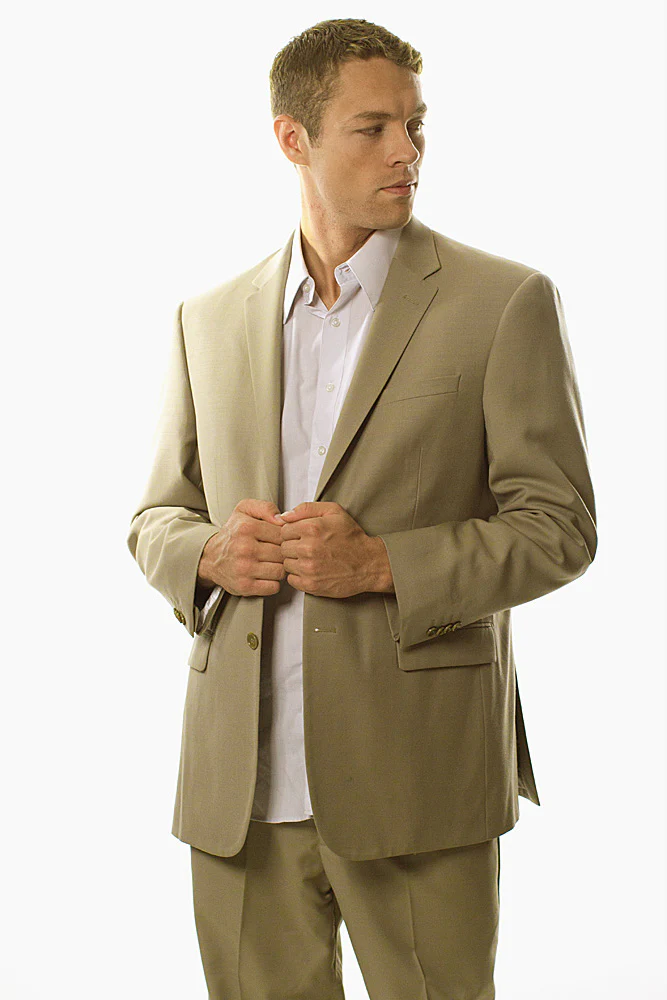 Prontomoda Solid Tan Suit Modern Fit