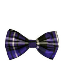 Men's Plaid Pattern Bowtie Purple and Black-Men's Neck Ties - Mens Dress Tie - Trendy Mens Ties