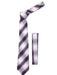 Men's Purple Pink Microfiber Striped Fashionable NeckTie With Hankie Set - Men's Neck Ties - Mens Dress Tie - Trendy Mens Ties