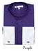 Fashion Hidden Button French Cuff Mandarin Collarless Preacher Round Style Purple Men's Dress Shirt