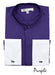 Fashion Hidden Buttons French Cuff Mandarin Collarless Preacher Round Style Purple Men's Dress Shirt