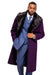 Purple Overcoat ~ Long Men's Dress Topcoats - Winter coat With Fur Collar in and Fabric