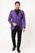 Men’s Purple Paisley Tuxedo Suit – 3 Piece Formal Set with Vest and Bow Tie