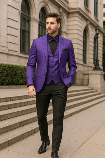 mens purple dress vest Men's Purple Paisley Vest with Neck Tie L / Purple