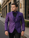 Mens Purple Paisley Tuxedo – 3 Piece Suit with Bow Tie and Black Pants | Wedding & Prom Outfit - Slim Fitted