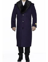 Mens Overcoat Mens Purple 3 Buttons Dress Coat - Three Quarter 34 inch length