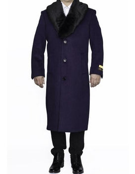 Mens Overcoat Mens Purple 3 Buttons Dress Coat - Three Quarter 34 inch length
