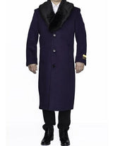 Mens Overcoat Mens Purple 3 Buttons Dress Coats - Three Quarter 34 inch length