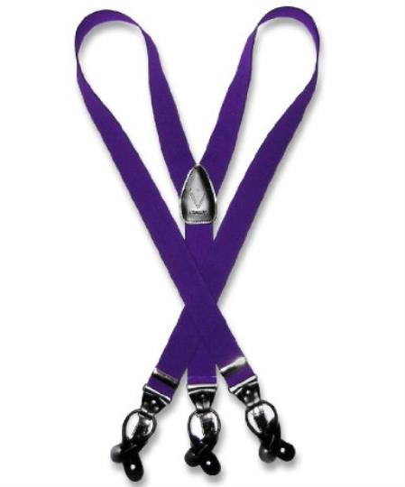 Men'S Purple Suspenders For Men Y Shape Back Elastic Button & Clip Convertible -Men'S Neck Ties - Mens Dress Tie - Trendy Mens Ties