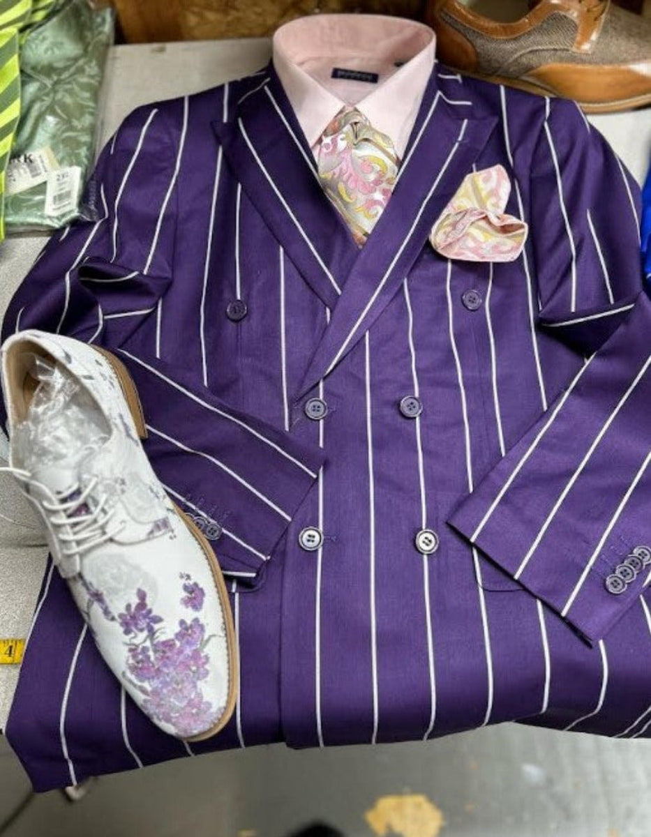 ジャケット・アウター COOTIEPRODUCTIONS Double Breasted Jacket Purple-and-White-