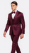 Men's Purple Satin Skinny Fit 3 Piece Tazzio Suit with Double Breasted Vest and Peak Lapel Jacket