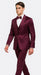 Men's Purple Satin Skinny Fit 3 Piece Tazzio Suit with Double Breasted Vest and Peak Lapel Jacket