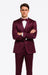 Men's Purple Satin Skinny Fit 3 Piece Tazzio Suit with Double Breasted Vest and Peak Lapel Jacket