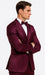 Men's Purple Satin Skinny Fit 3 Piece Tazzio Suit with Double Breasted Vest and Peak Lapel Jacket