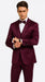 Men's Purple Satin Skinny Fit 3 Piece Tazzio Suit with Double Breasted Vest and Peak Lapel Jacket