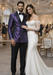 Purple Jacquard Prom Tuxedo Jacket – Double-Breasted Satin Peak Lapel