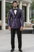 Purple Jacquard Prom Tuxedo Jacket – Double-Breasted Satin Peak Lapel