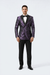 Purple Jacquard Prom Tuxedo Jacket – Double-Breasted Satin Peak Lapel