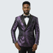 Purple Jacquard Prom Tuxedo Jacket – Double-Breasted Satin Peak Lapel