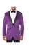 Purple Men'S 1 Button Shawl Lapel Black Velvet Sheen Two Toned With Black Lapel Side Vented Slim Fit
