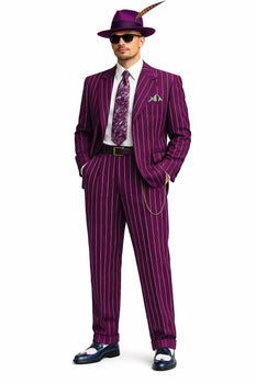 Purple Pinstripe Zoot Suit  3 Piece 1920s/1930s Gangster Outfit (Jacket and Pants and Vest)  Vintage Fashion