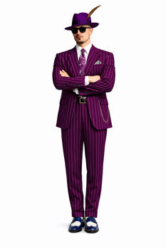 Purple Pinstripe Zoot Suit  3 Piece 1920s/1930s Gangster Outfit (Jacket and Pants and Vest)  Vintage Fashion