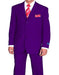 Three Button Suit - Classic Fit Pleated Pants - Mens 3 Button Classic Fit Poplin Purple Suit