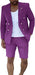 Mens Suits With Shorts - Double breasted Style Purple With Gold Buttons