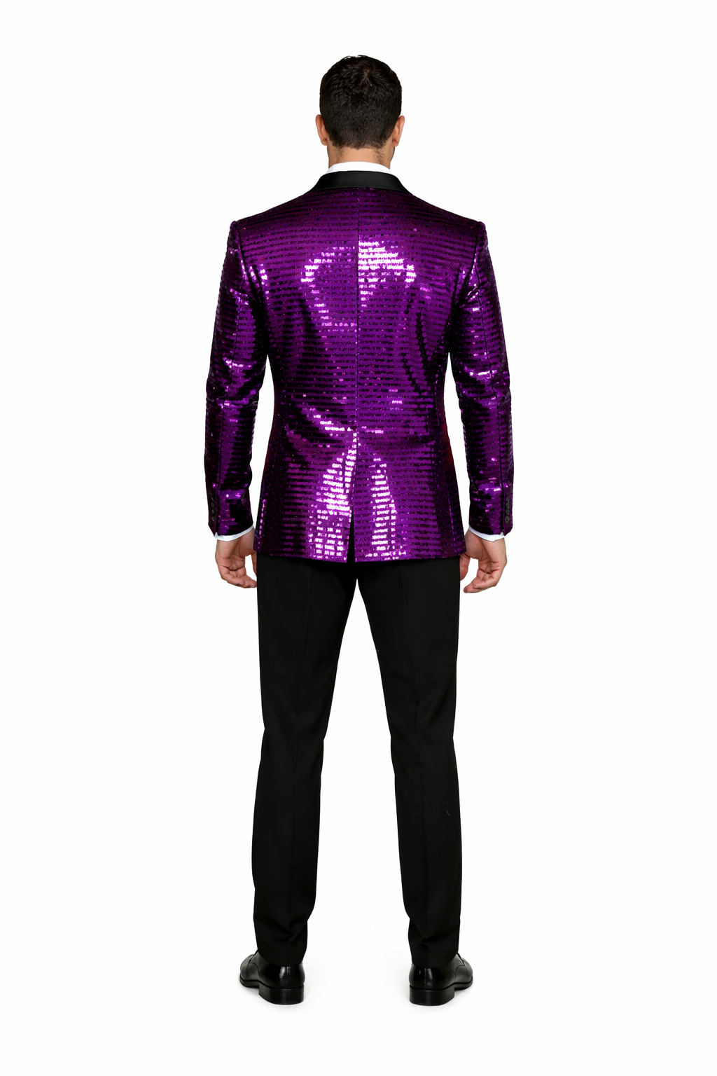 Men'S Purple Shiny Sequin Paisley 1 Button Blazer Dinner Jacket Sport Coat Jacket Sharkskin Flashy Stage Available In Peak Lapel - Image 8
