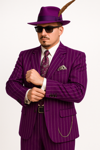 Purple Pinstripe Zoot Suit  3 Piece 1920s/1930s Gangster Outfit (Jacket and Pants and Vest)  Vintage Fashion