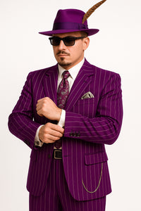 Purple Pinstripe Zoot Suit  3 Piece 1920s/1930s Gangster Outfit (Jacket and Pants and Vest)  Vintage Fashion