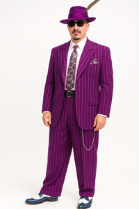 Purple Pinstripe Zoot Suit  3 Piece 1920s/1930s Gangster Outfit (Jacket and Pants and Vest)  Vintage Fashion